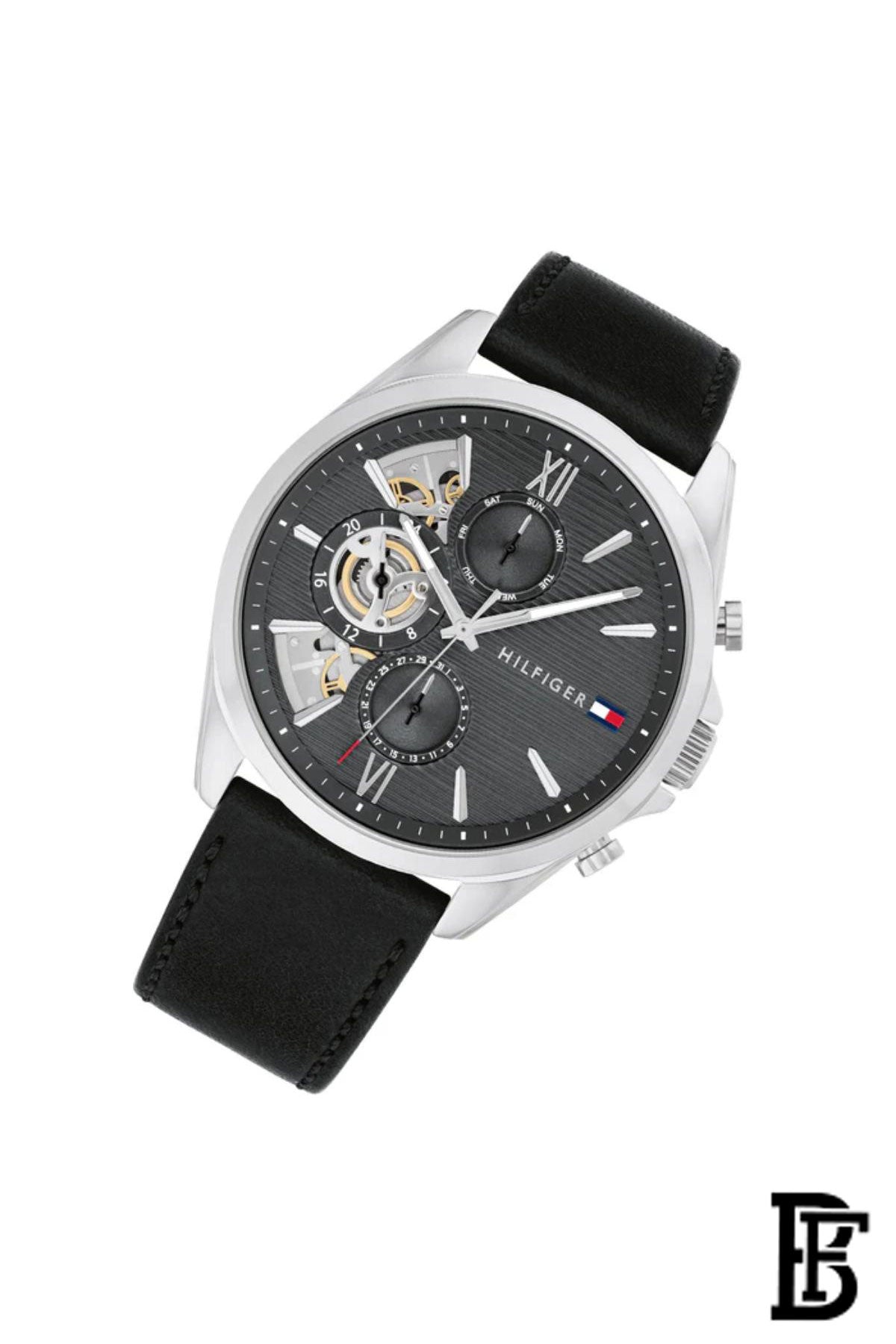 Tommy Hilfiger Black Leather Dark Grey Dial Multi-function Men's Watch - 1710644 image 2