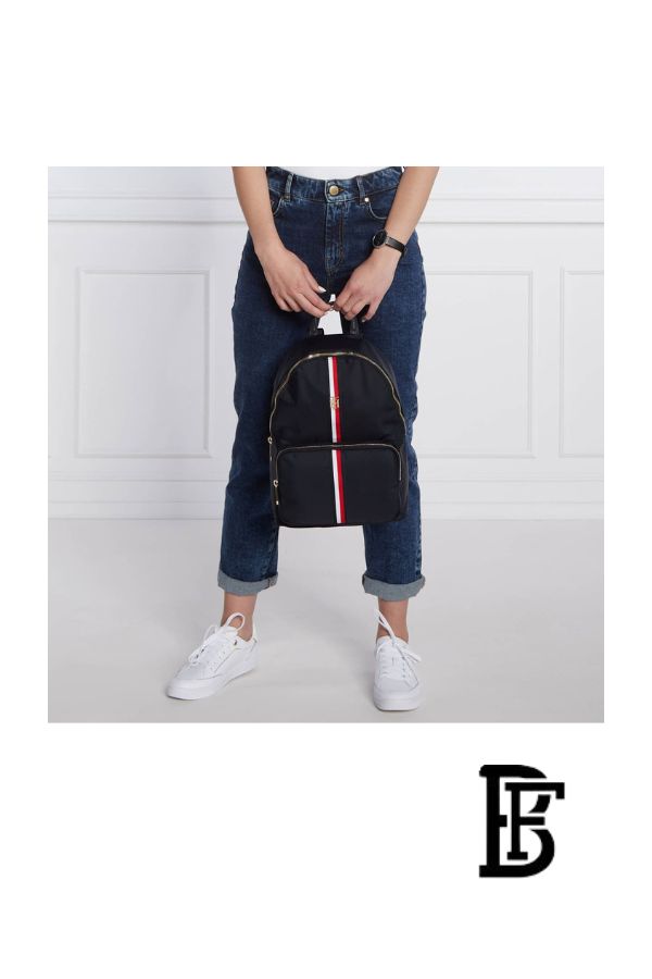 Tommy Hilfiger Black Women Backbag Aw0Aw11338– Elegant Everyday Backbag image 8