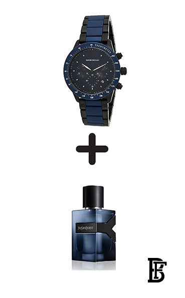 EMPORIO ARMANI Men's Mario Water Resistant Analog Chronograph Watch AR70001 + Gift perfume tester 30 ml image 0