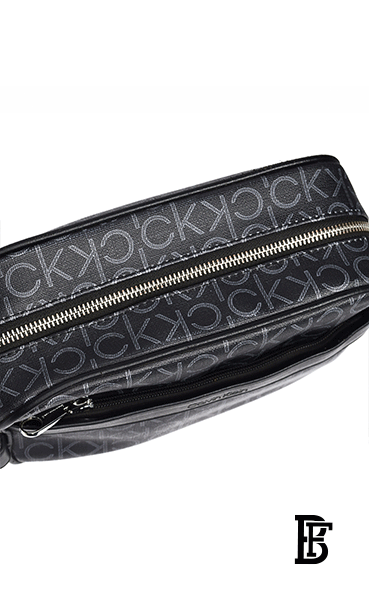 Calvin Klein black Leather Handbag Wash Bag Men Patterned CK image 3