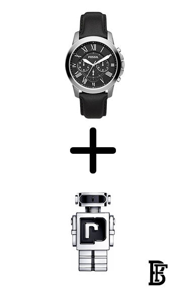 FOSSIL FS4812 Men's Water Resistant Chronograph Watch - 45 mm - Black + Gift perfume tester 30 ml image 1