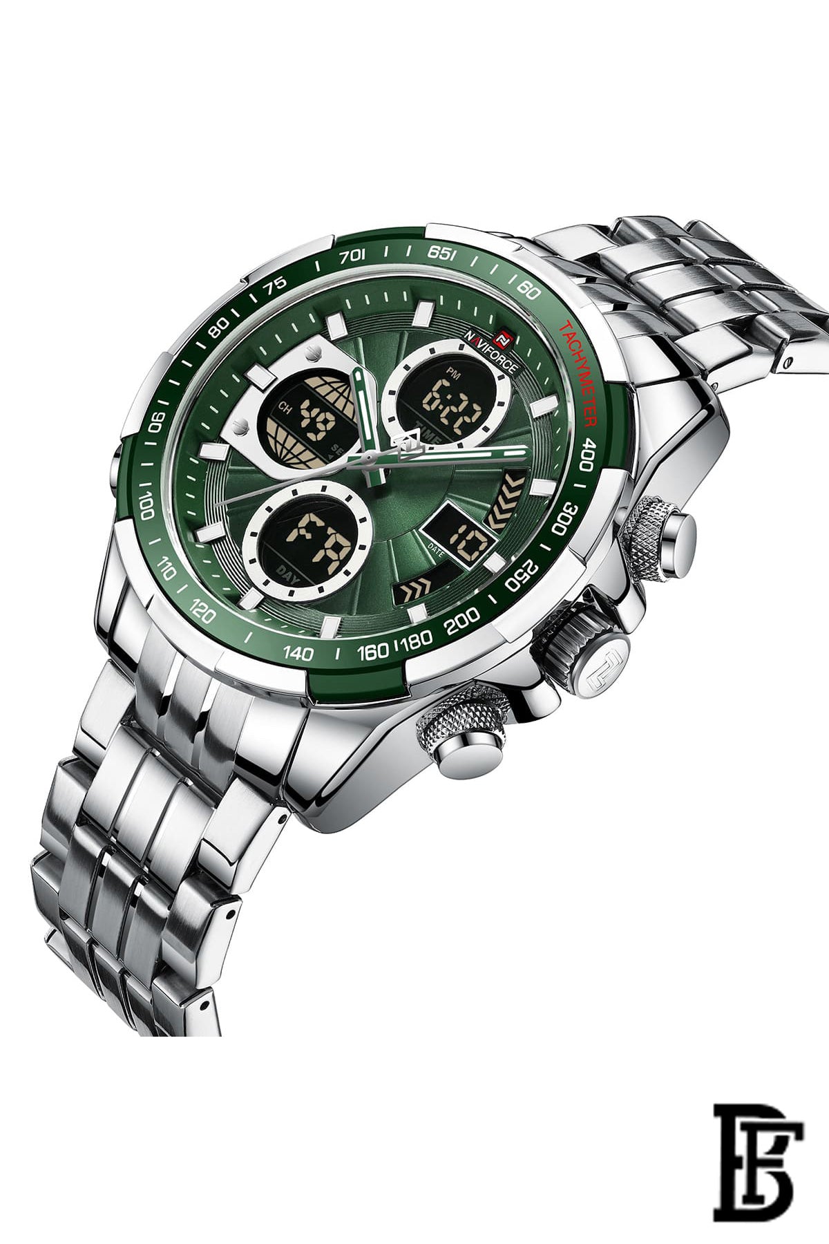 NAVIFORCE NF9197S S/S/GN     MEN'S Stainless Steel Analog Wrist Watch image 2