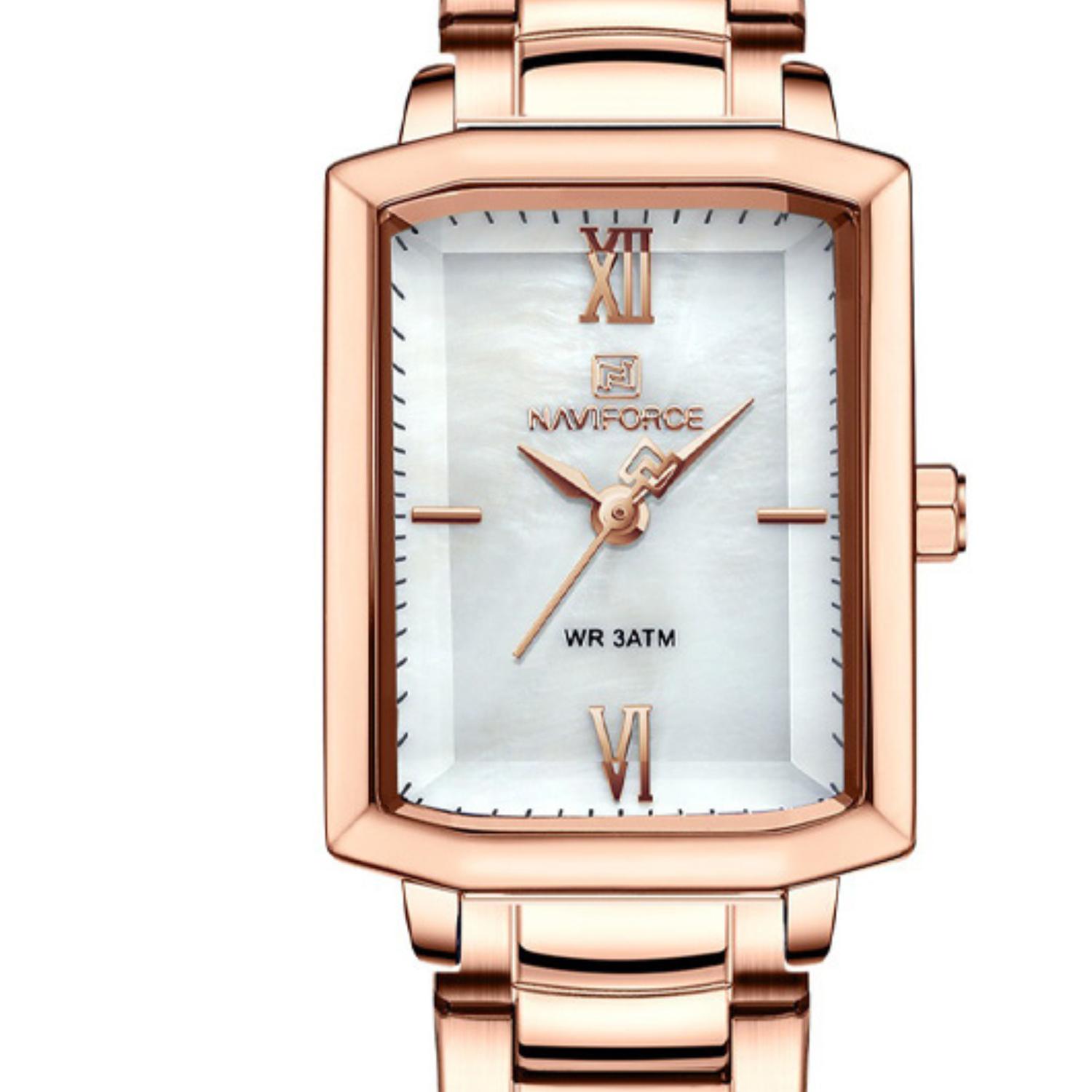 Naviforce Women Analog Watch With White Dial & Stainless Steel Bracelet, NF5039S RG/W/RG image 2