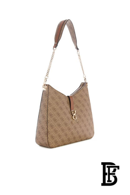 Guess Zamira Hobo Handbag – Latte Logo Monogram Polyurethane image 3