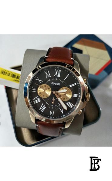 FOSSILMen's Grant Leather Chronograph Watch FS5297 - 44 mm - Brown image 3