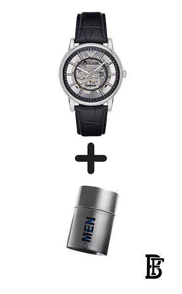 Emporio Armani Men's AR1981 Dress Blue Leather Watch + Gift perfume Tester 30 ml image 1