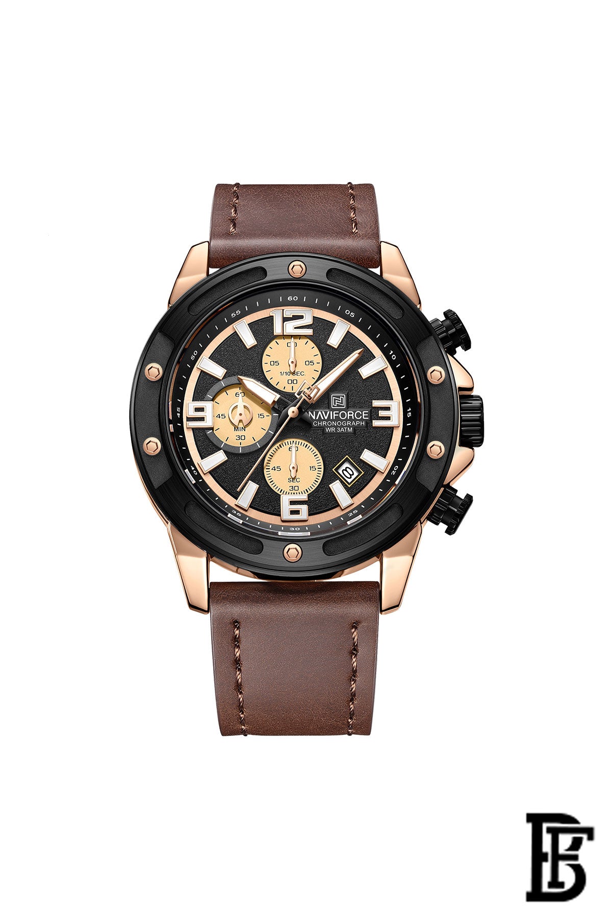 NAVIFORCE NF 8074 RGRGBN  Leather Analog Wrist Watch image 1