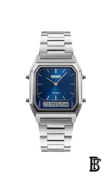 SKMEI  Men's Stainless Steel Watch SK1220 Silver-Blue image 1