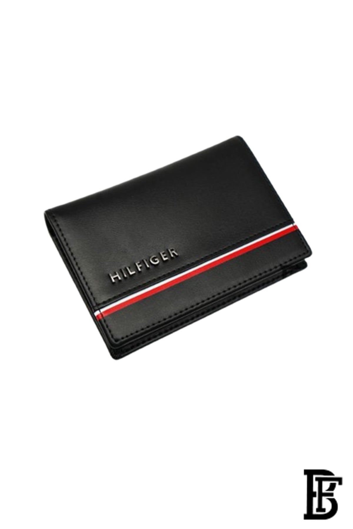 Tommy Hilfiger wallet is a one to face solid style covered in light/black leather image 3