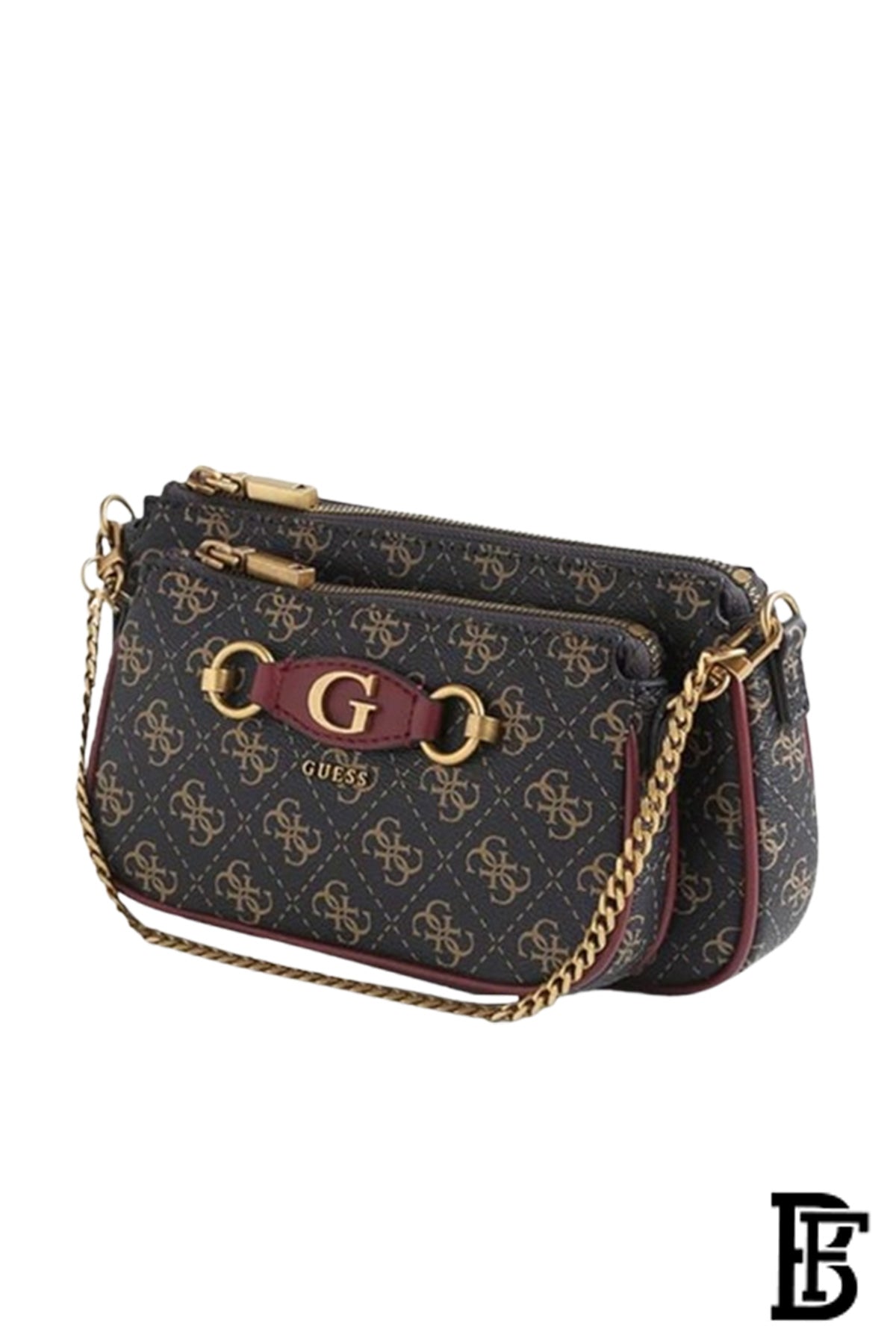 Easy Crossbody Bag with 2 Pockets, Brown/Merlot Logo BAG0058 image 2