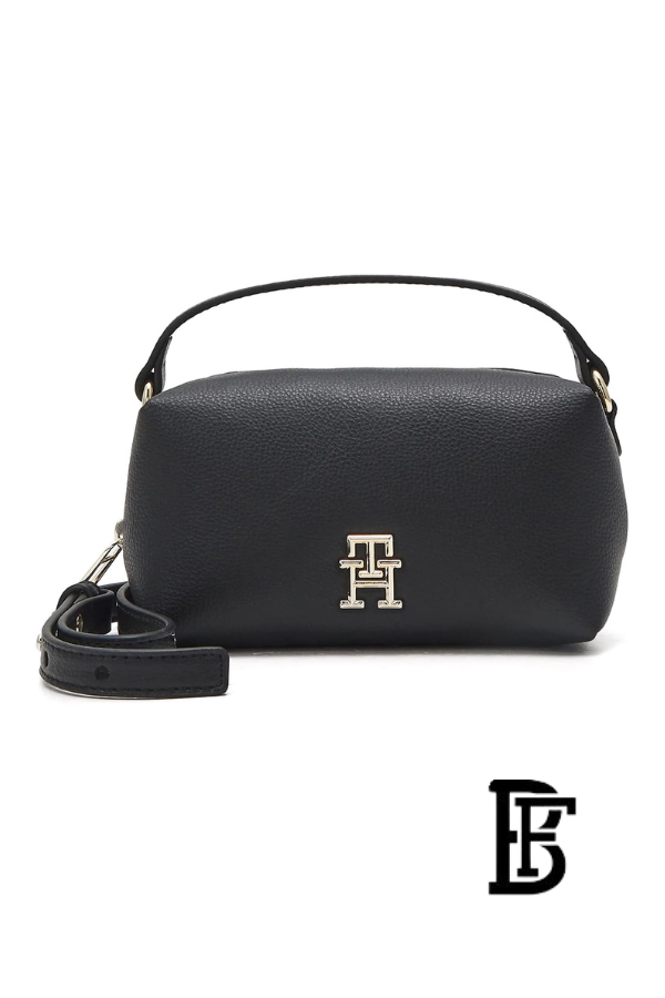 Tommy Hilfiger Black Leather Women Handbag Aw0Aw14511– Elegant Everyday Shoulder Bag image 1