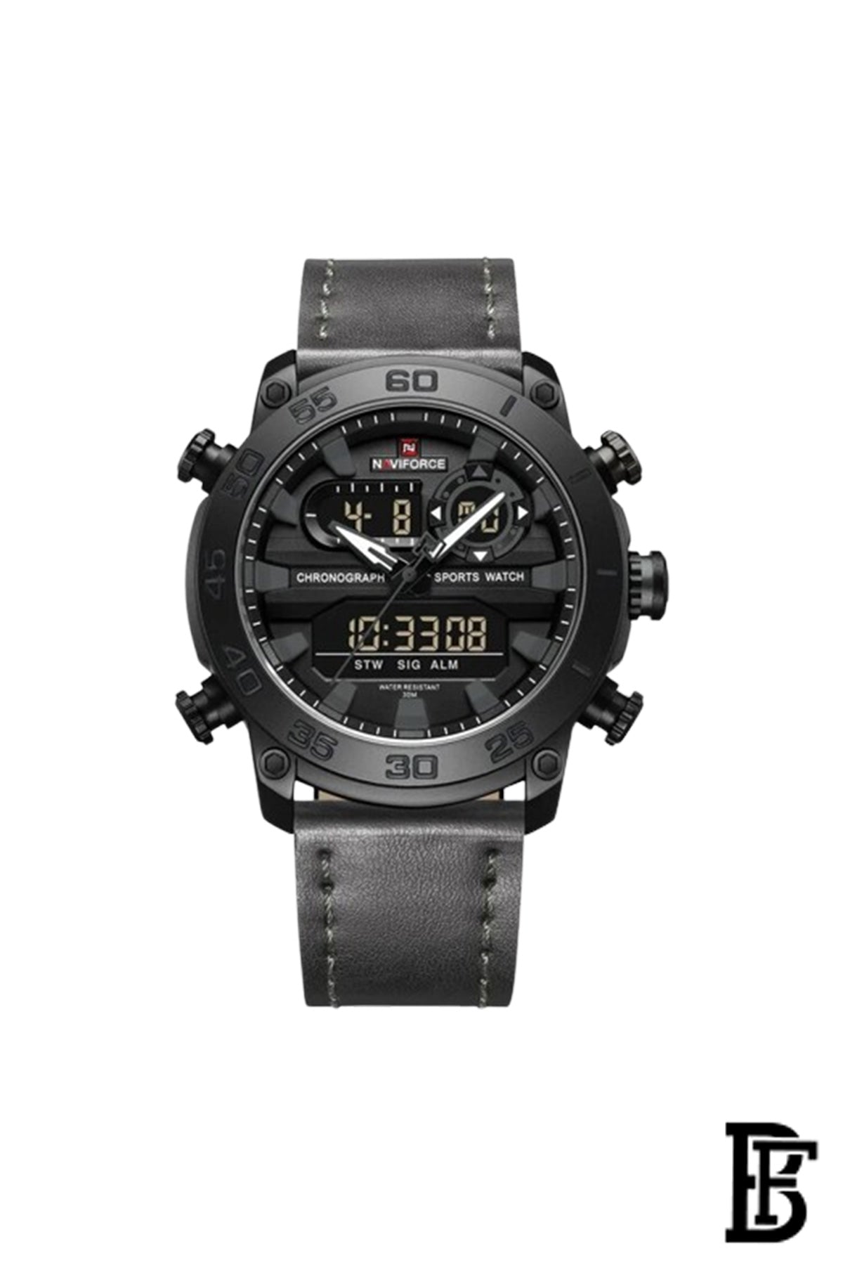Naviforce NF9235 B/GY/GY  Men's Analog Leather Watch image 1