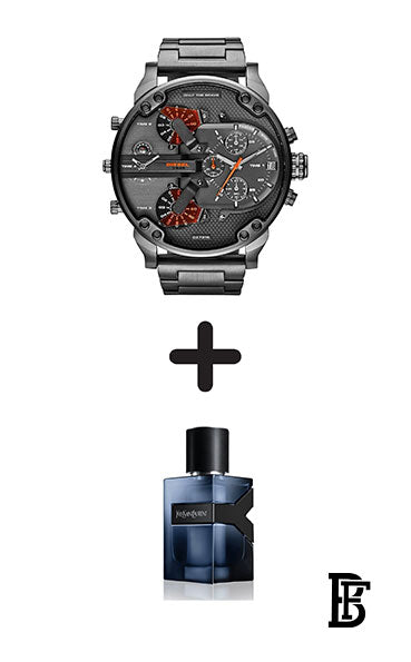 DIESEL men Mr. Daddy 2.0 Round Shape Stainless Steel Chronograph Wrist Watch 57 mm - Grey - DZ7315 + Gift perfume Tester 30 ml image 1