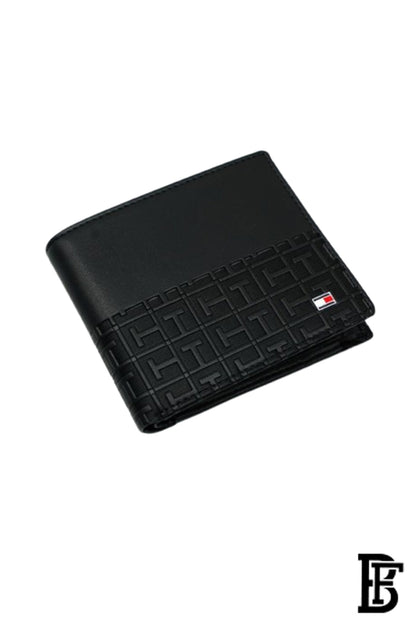 Tommy Hilfiger Wallet is a one to face solid style covered in light/black leather image 3