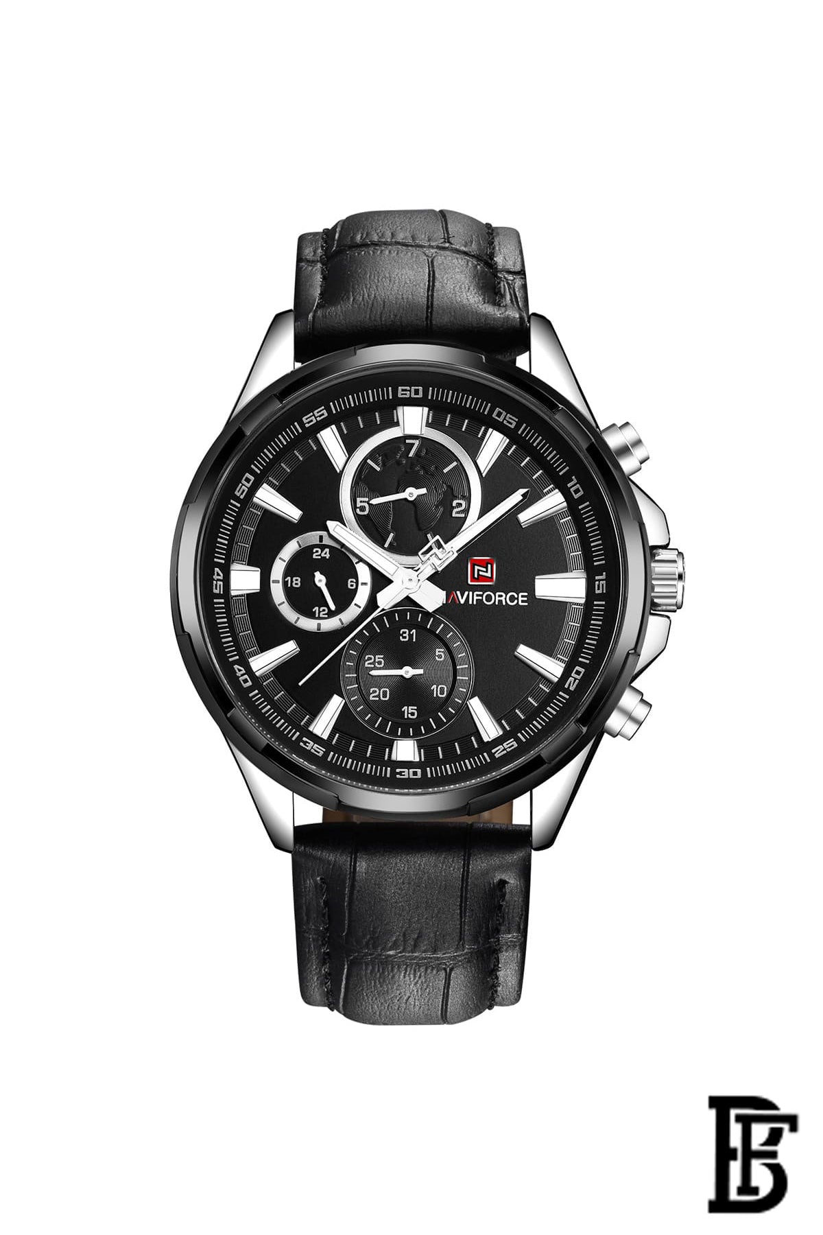 Naviforce Men's Black Dial Watch - NF9089 SB + Free Leather Strap image 4