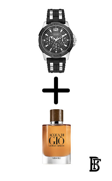 GUESS Men's Water Resistant Analog Watch W0366G1 - 36 mm - Black/Silver + Gift perfume Tester 30 ml image 1