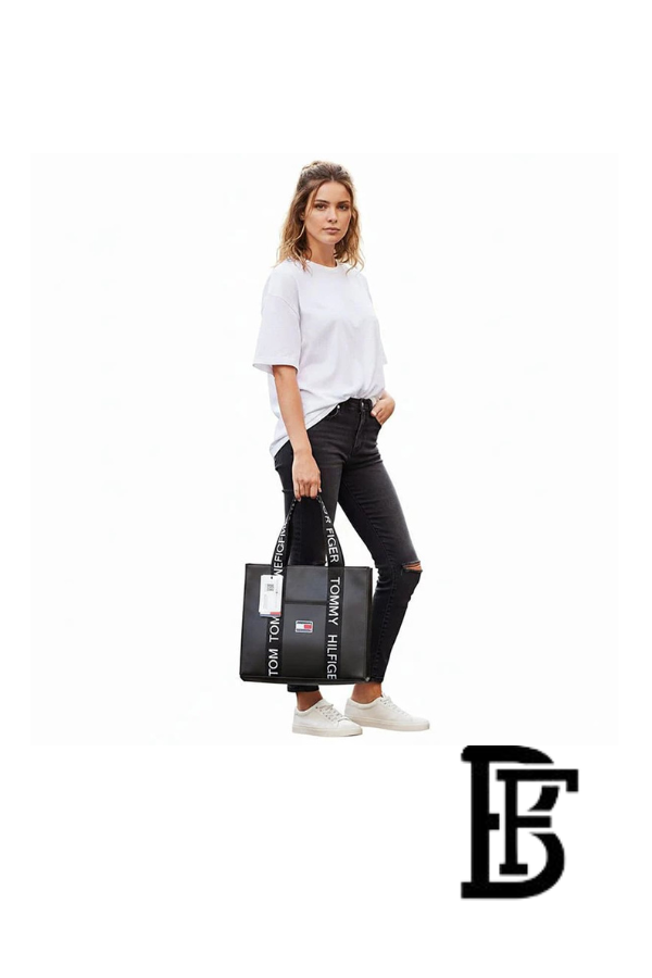 Tommy Hilfiger Black Leather Women Handbag and cross – Elegant Everyday Crossbody and hand image 1