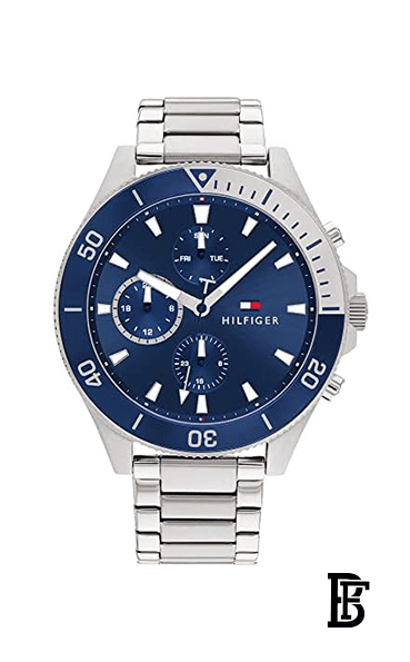 Tommy Hilfiger Men's Quartz Stainless Steel and Link Bracelet Watch, Color: Blue (Model: 1791917), Blue, Quartz Watch image 0