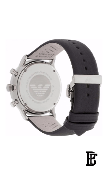 EMPORIO ARMANI Men's Leather Chronograph Buckle Watch AR0397 image 3