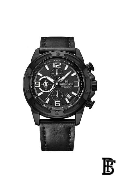 NAVIFORCE NF 8074 BWB  Leather Analog Wrist Watch image 0
