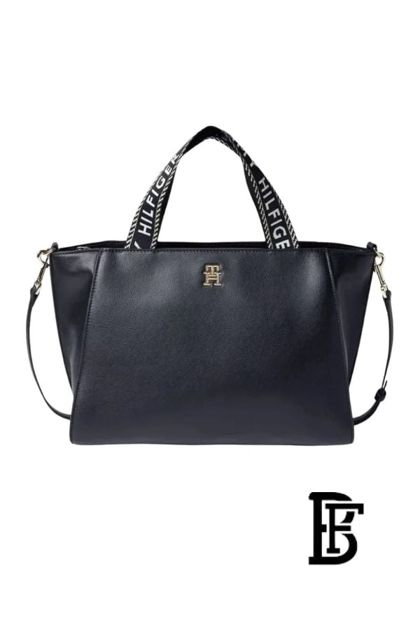 Tommy Hilfiger Black Leather Women Handbag AW0AW16005 – Elegant Everyday Shoulder Bag image 1