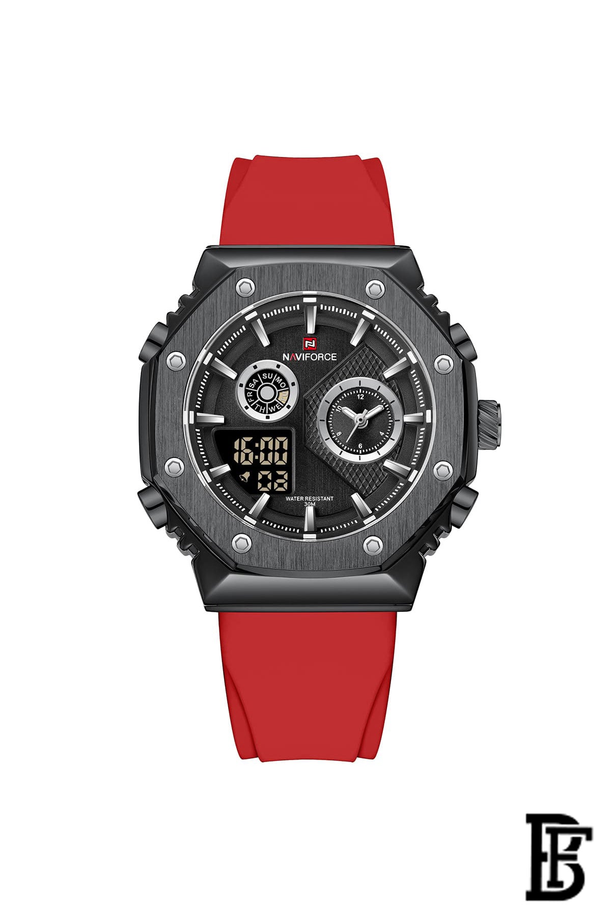 Naviforce NF9216T B/B/R    Men's Analog Leather Watch image 1