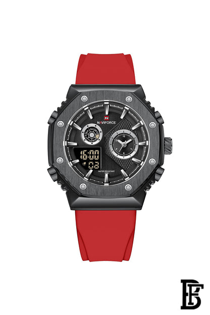 Naviforce NF9216T B/B/R    Men's Analog Leather Watch image 1