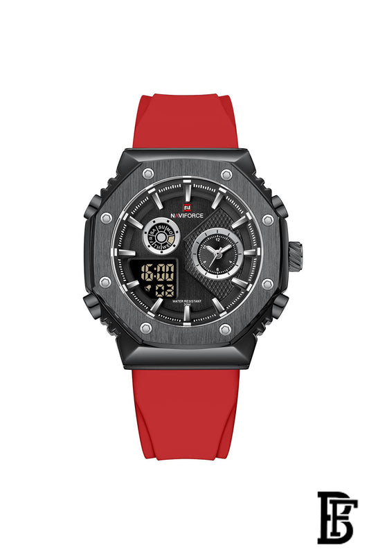 Naviforce NF9216T B/B/R    Men's Analog Leather Watch image 1