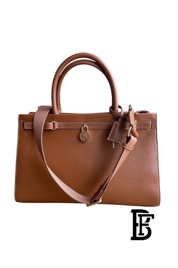 Tommy Hilfiger Brown Leather Women Handbag Aw0Aw17188 – Elegant Everyday Shoulder Bag image 8