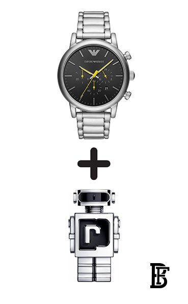 EMPORIO ARMANI Men's Luigi Chronograph Watch AR11324 - 46 mm - Silver + Gift perfume Tester 30 ml image 0