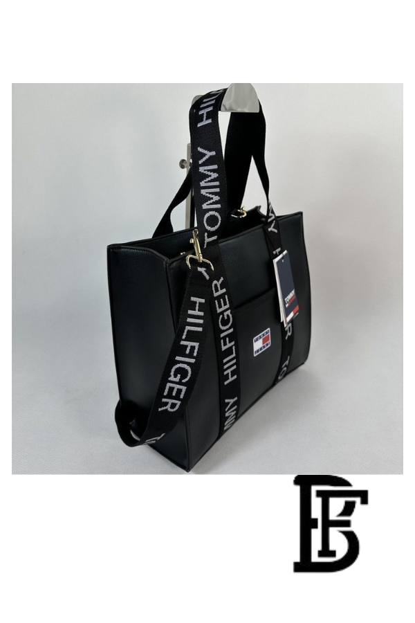 Tommy Hilfiger Black Leather Women Handbag and cross – Elegant Everyday Crossbody and hand image 7
