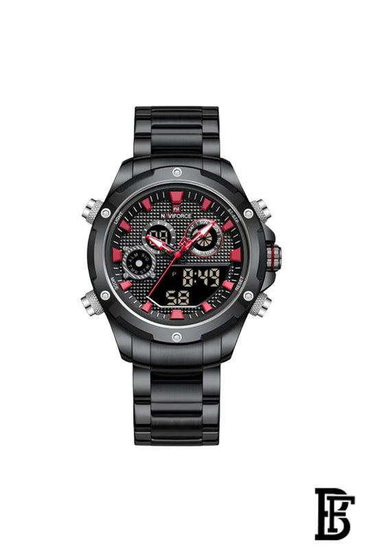 NAVIFORCE NF9217 B/R  MEN'S Stainless Steel Analog Wrist Watch image 1