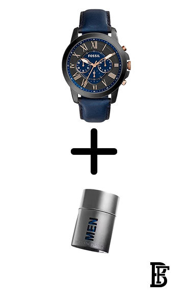 FOSSIL Fs5061 Men's Grant Chronograph Analog Watch - 44 mm - Blue + Gift perfume tester 30 ml image 1
