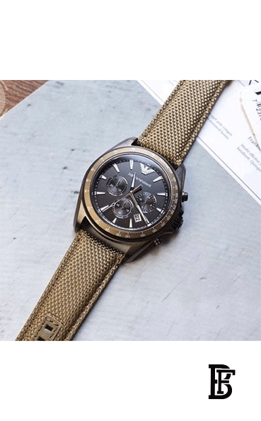 EMPORIO ARMANI Men's Leather Chronograph Buckle Watch ar6130 image 2