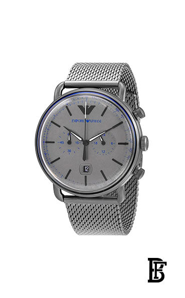 Emporio Armani Analog Grey Dial Men's Watch-AR11383, Silver, Chronograph,Quartz Movement + Gift perfume Tester 30 ml image 2