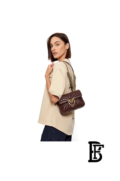 Pinko  Burgundy  Leather Women Handbag 100038A1Exl86Q – Elegant Everyday Shoulder Bag image 9