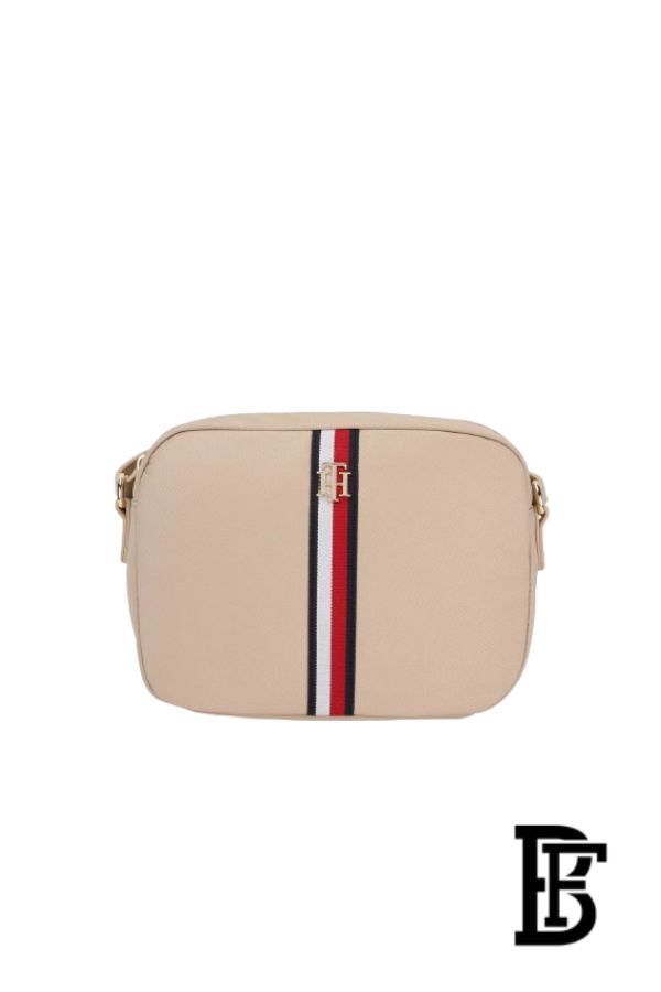Tommy Hilfiger Solid Beige Nylon Sling Bag with Adjustable Strap image 0