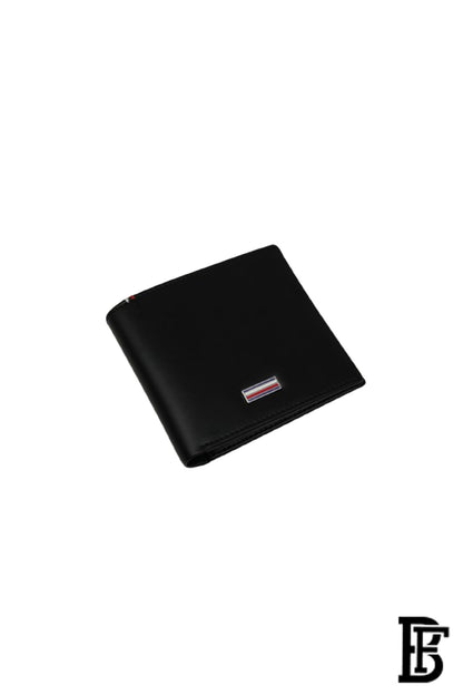 Tommy Hilfiger Wallet is a one to face solid style covered in light/black leather image 4