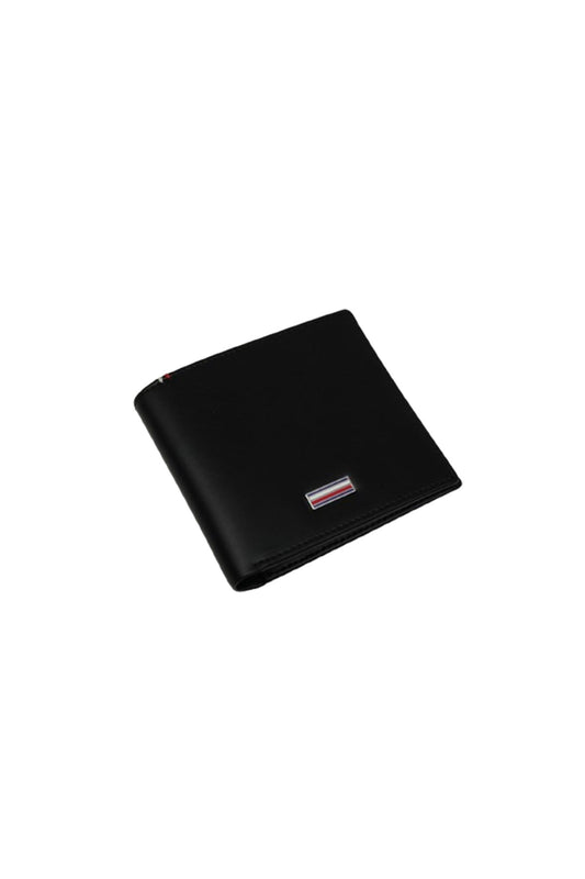 Tommy Hilfiger Wallet is a one to face solid style covered in light/black leather image 4