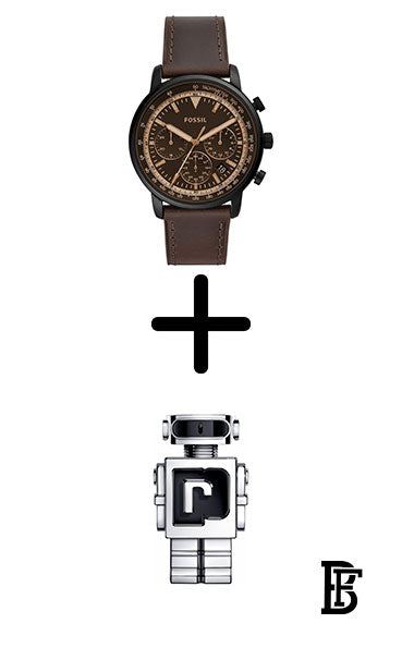 FOSSIL Men Water Resistant Chronograph Watch FS5529 - 44 mm - Brown + Gift perfume tester 30 ml image 1