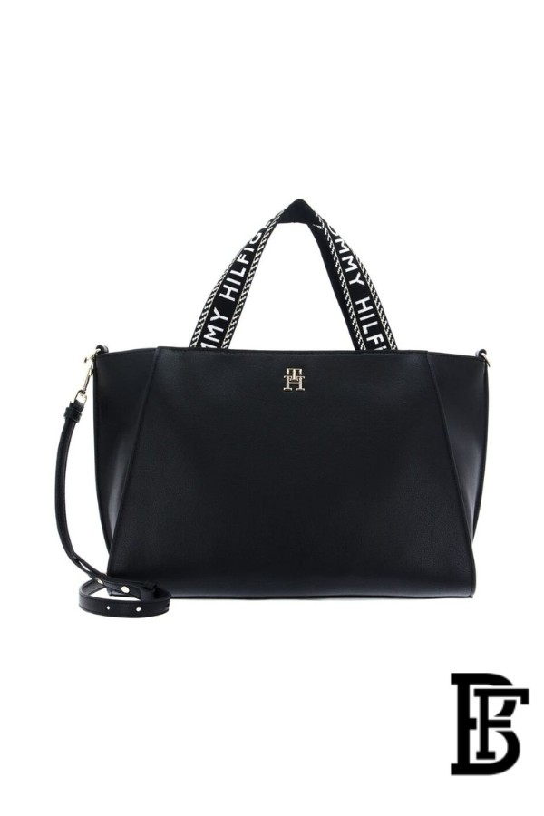 Tommy Hilfiger Black Leather Women Handbag AW0AW14469 BDS – Large Elegant Shoulder Bag image 1