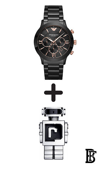 EMPORIO ARMANI Men's Ceramica Clasp Analog Watch AR70006 + Gift perfume Tester 30 ml image 1