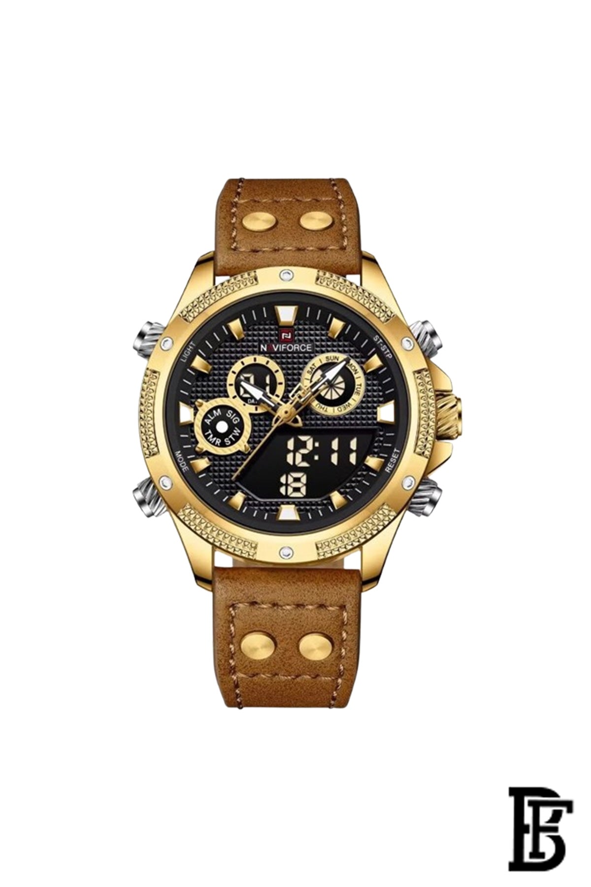 Naviforce NF9224 G/B/BN     Men's Analog Leather Watch image 0