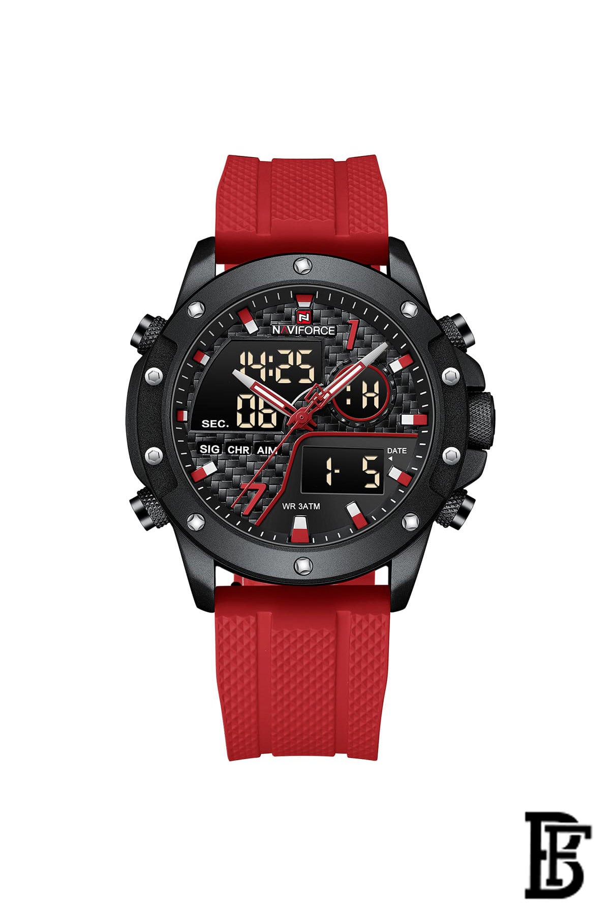 Naviforce NF9221 B/R/R   Men's Analog Leather Watch image 0