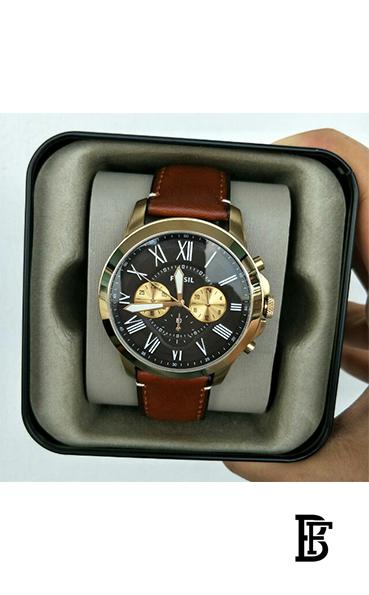 FOSSILMen's Grant Leather Chronograph Watch FS5297 - 44 mm - Brown image 5