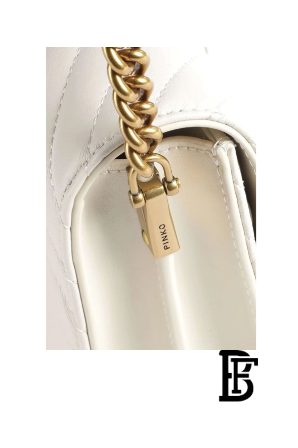 Pinko  White  Leather Women Handbag 100063A0Gk Z14Q – Elegant Everyday Shoulder Bag image 6