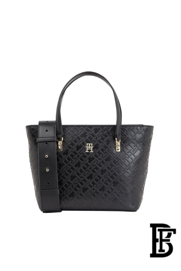Tommy Hilfiger Black Leather Women Handbag AW0AW16002 – Elegant Everyday Shoulder Bag image 0