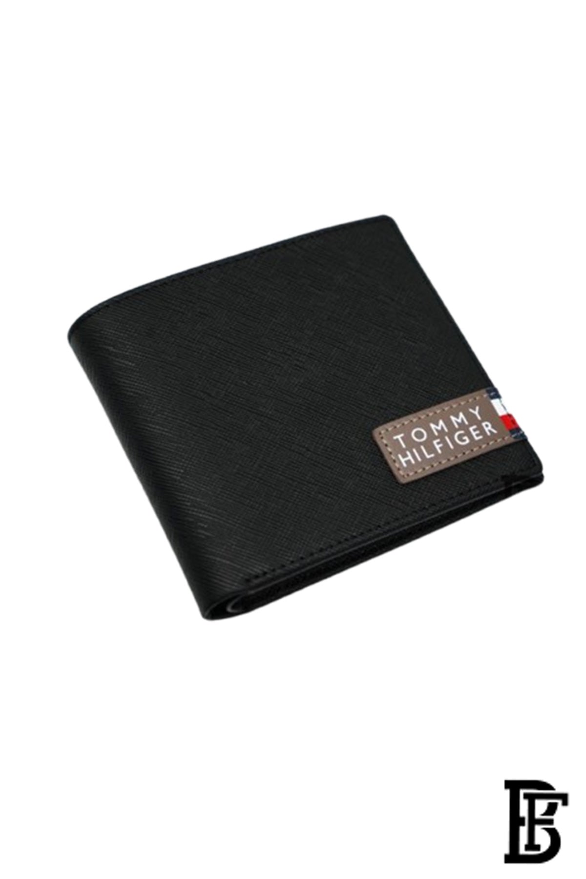 Tommy Hilfiger Wallet is a one to face solid style covered in light/black leather image 3
