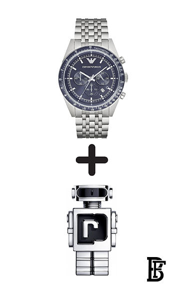 EMPORIO ARMANI Men's Water Resistant Chronograph Watch AR6072 - 46 mm - Silver + Gift perfume Tester 30 ml image 0