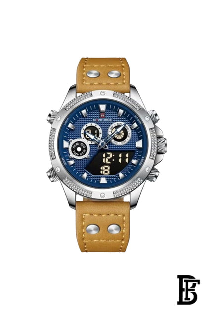 Naviforce NF9224 S/BE/Y.BN     Men's Analog Leather Watch image 1